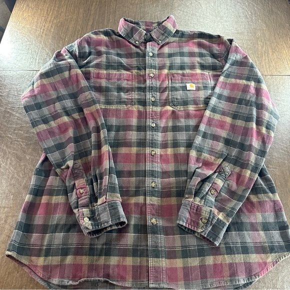Carhartt Men's Rugged Flex Relaxed Fit Midweight Flannel Long Sleeve Sz XL Tall - Picture 1 of 11